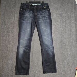 Five Four Jeans Mens 36 Blue Denim Dark Wash Straight‎ Leg Pocket Button Whisker